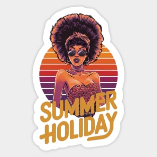 Summer Holiday 50s Retro African American Gift For Black Fifties Woman Vacation Sunglasses Headscarf 1950s Fashion Sticker